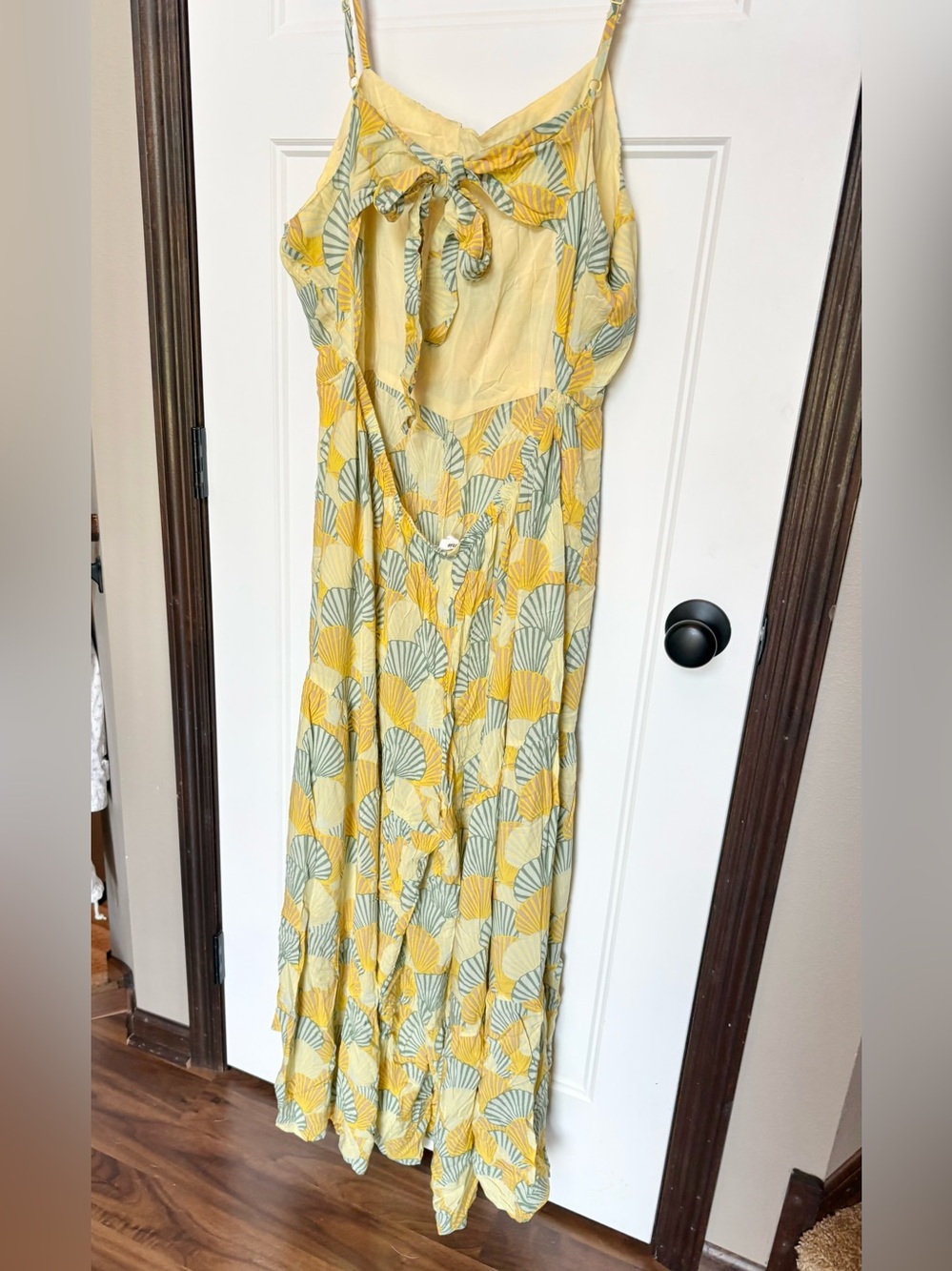 aerie Party Jumpsuit in Citron Yellow and Green Floral Print sz XL - Picture 10 of 15